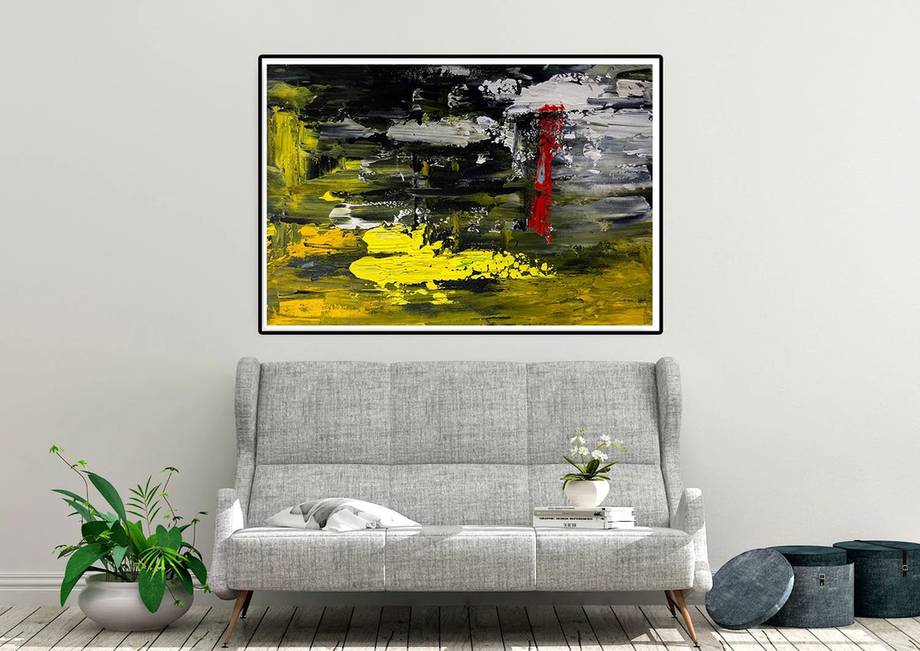 Red Yellow Black Office Abstract Canvas Wall Art K65VW wall art